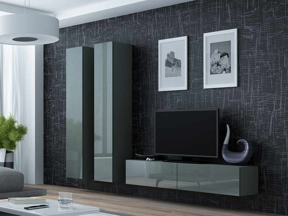 Ensemble de salon Venenou 104 (Gris + Gris brillant)