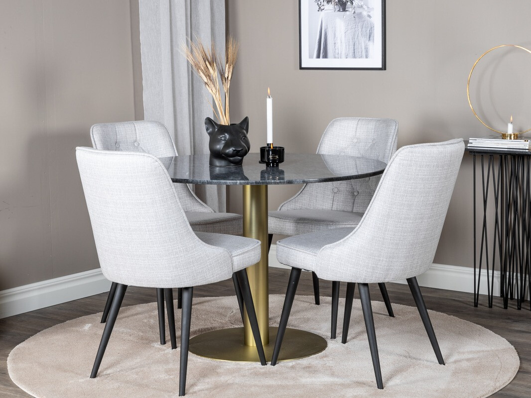 Salle à manger complète Dallas 370 (Gris + Noir)