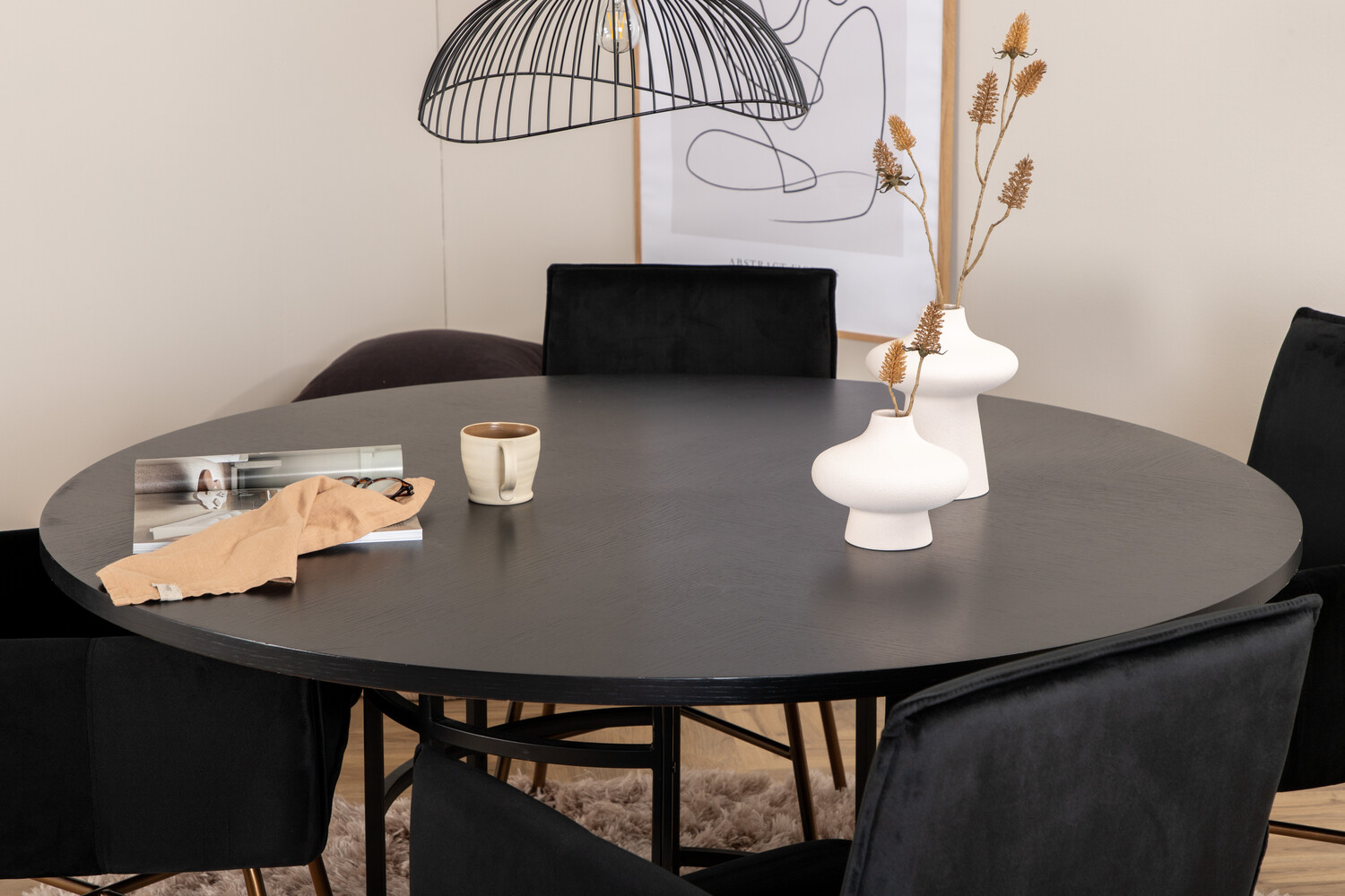 Salle à manger complète Dallas 2337 (Noir + Laiton)