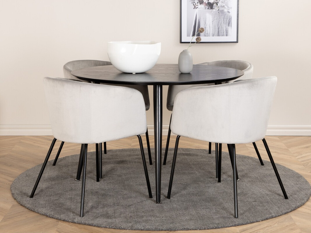 Salle à manger complète Dallas 2539 (Gris clair + Noir)