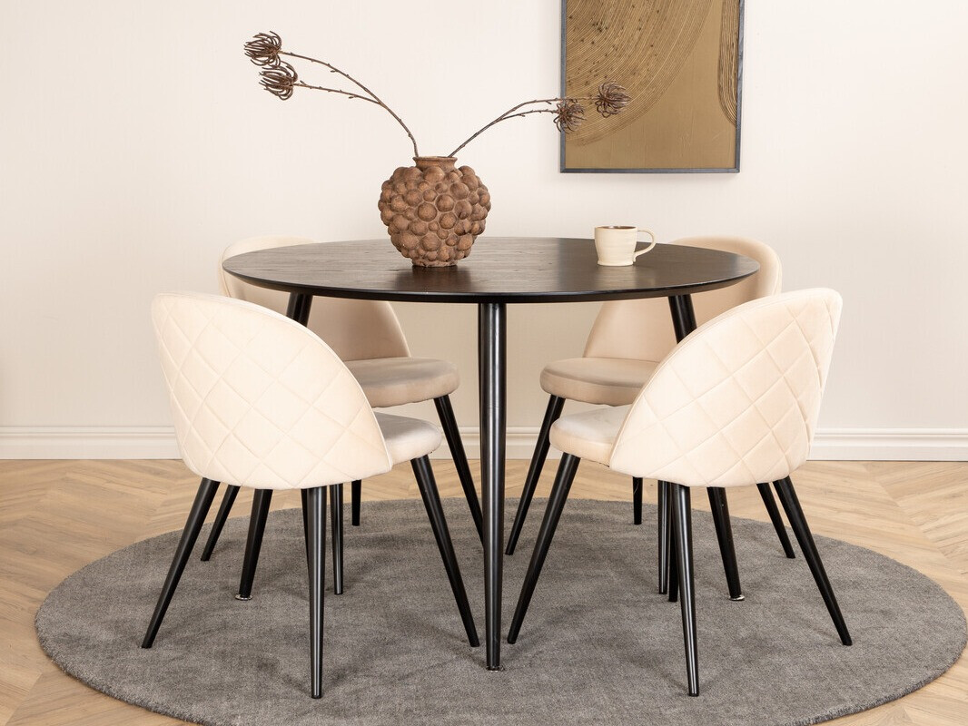Salle à manger complète Dallas 2545 (Crème + Noir)