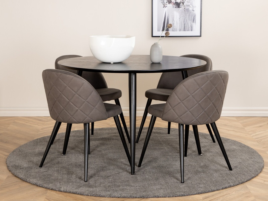 Salle à manger complète Dallas 2545 (Gris + Noir)