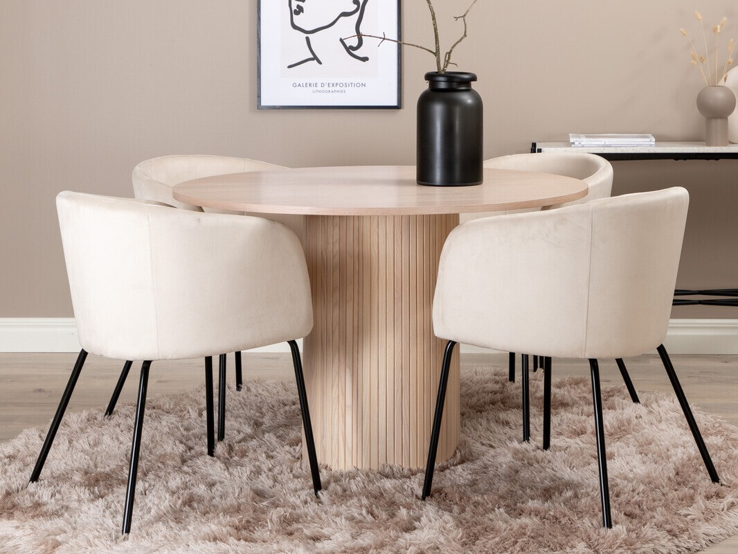 Salle à manger complète Dallas 2557 (Crème + Noir)