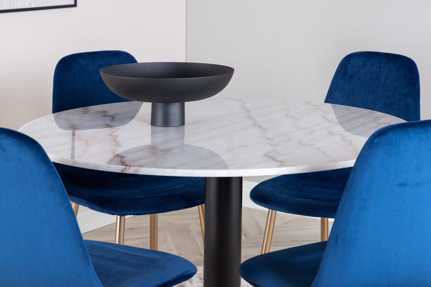Salle à manger complète Dallas 2628 (Marbre blanc + Noir)
