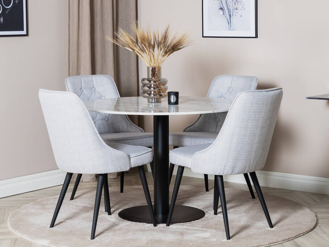 Salle à manger complète Dallas 2570 (Gris clair + Noir)