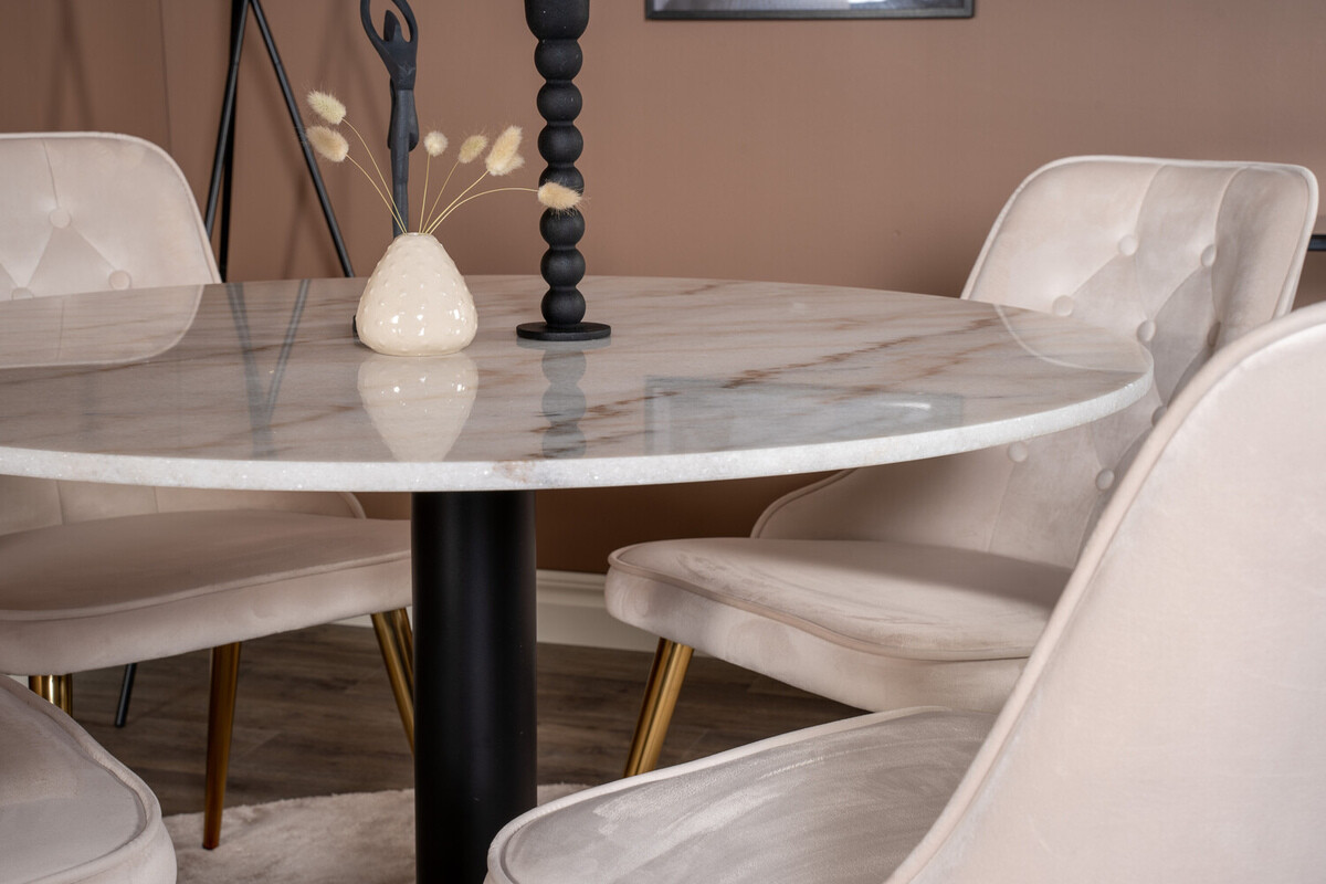Salle à manger complète Dallas 2570 (Beige + Laiton)