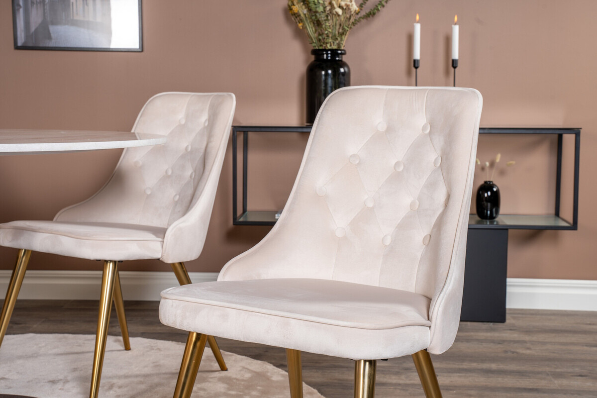 Salle à manger complète Dallas 2570 (Beige + Laiton)