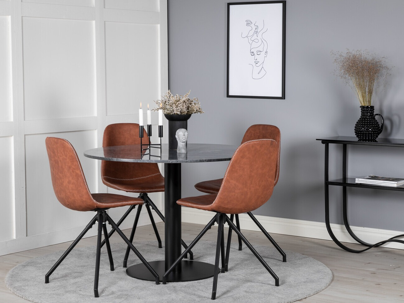 Salle à manger complète Dallas 2629 (Marron + Noir)