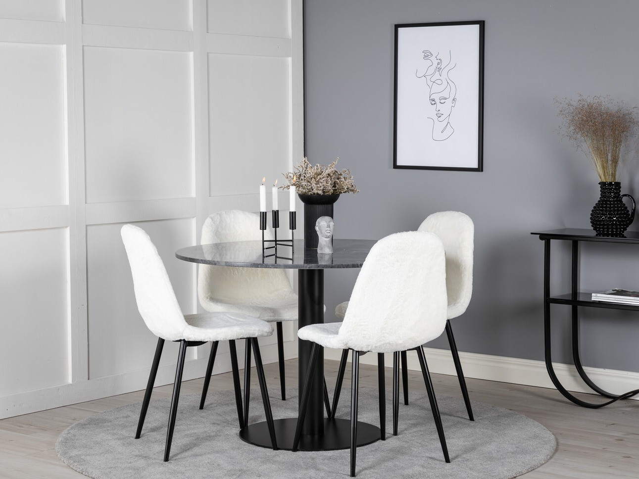 Salle à manger complète Dallas 2627 (Blanc + Noir)