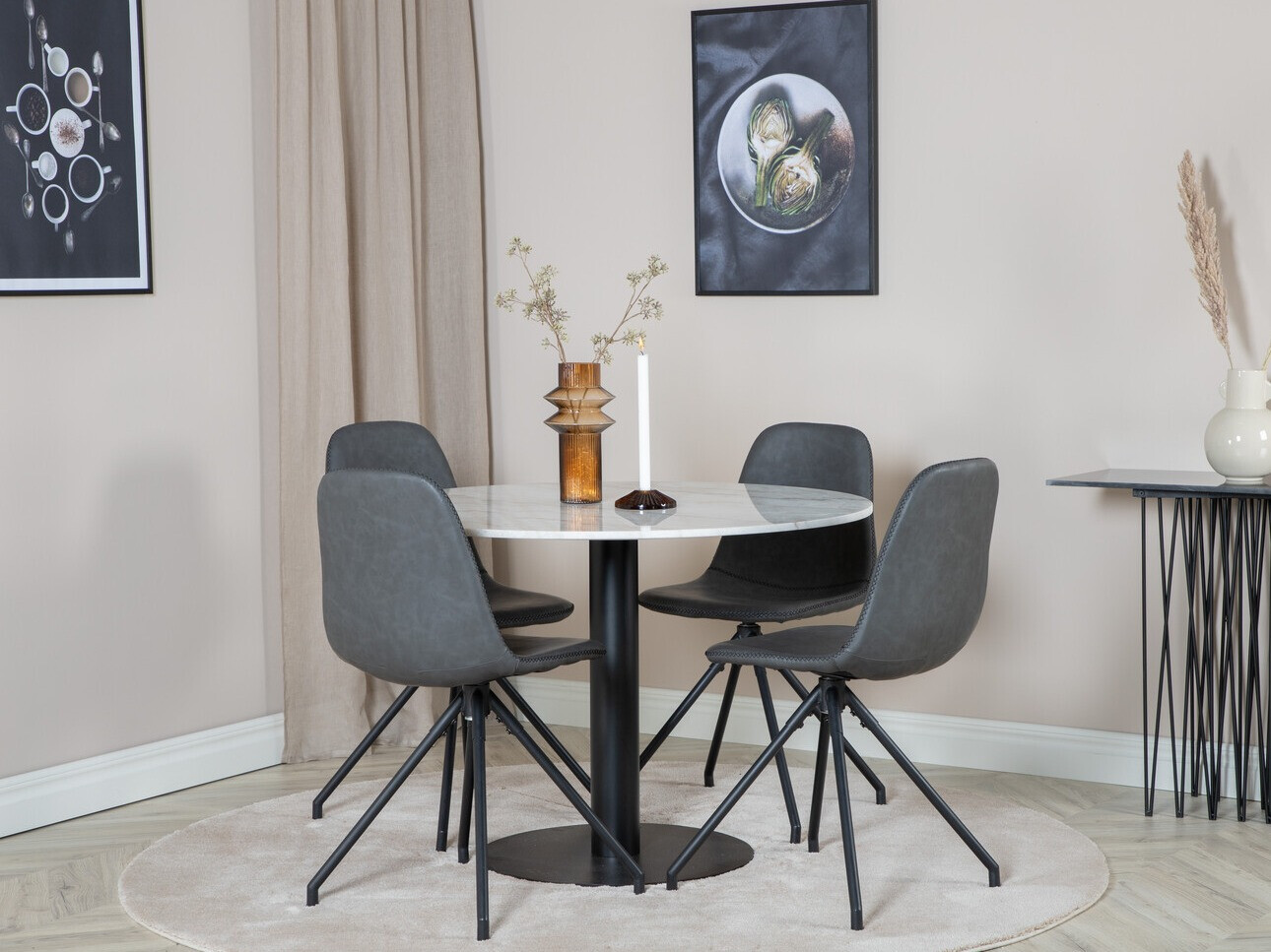 Salle à manger complète Dallas 2674 (Gris + Noir)