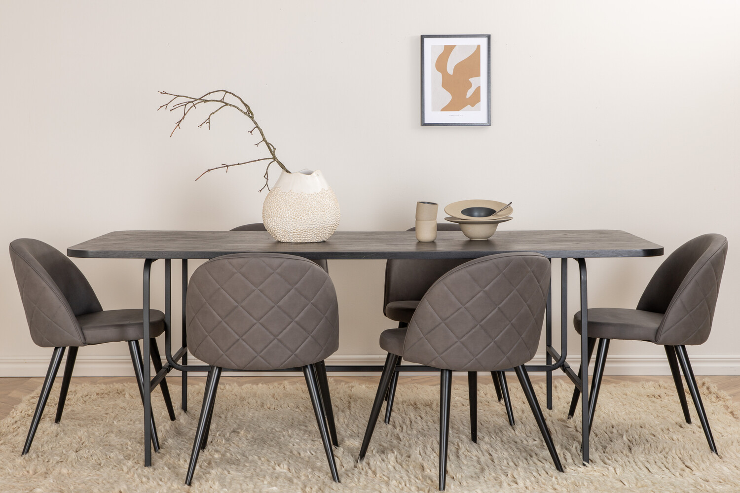 Salle à manger complète Dallas 2784 (Gris + Noir)