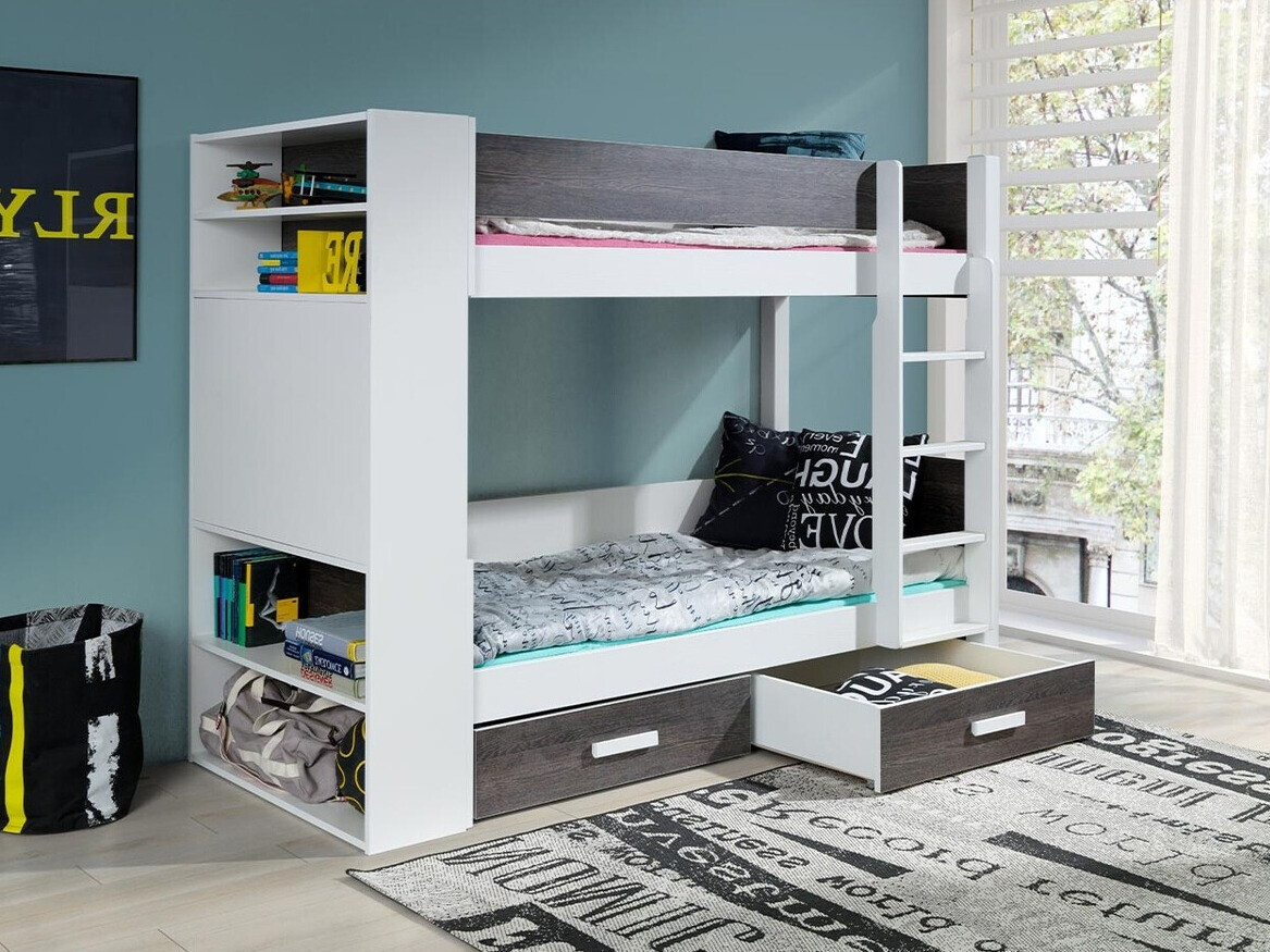 Lit superposé Henderson 142 (Blanc + Sombre Zebrano)