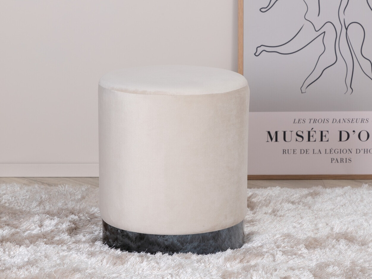 Pouf Dallas 2936 (Crème + Noir brillant)