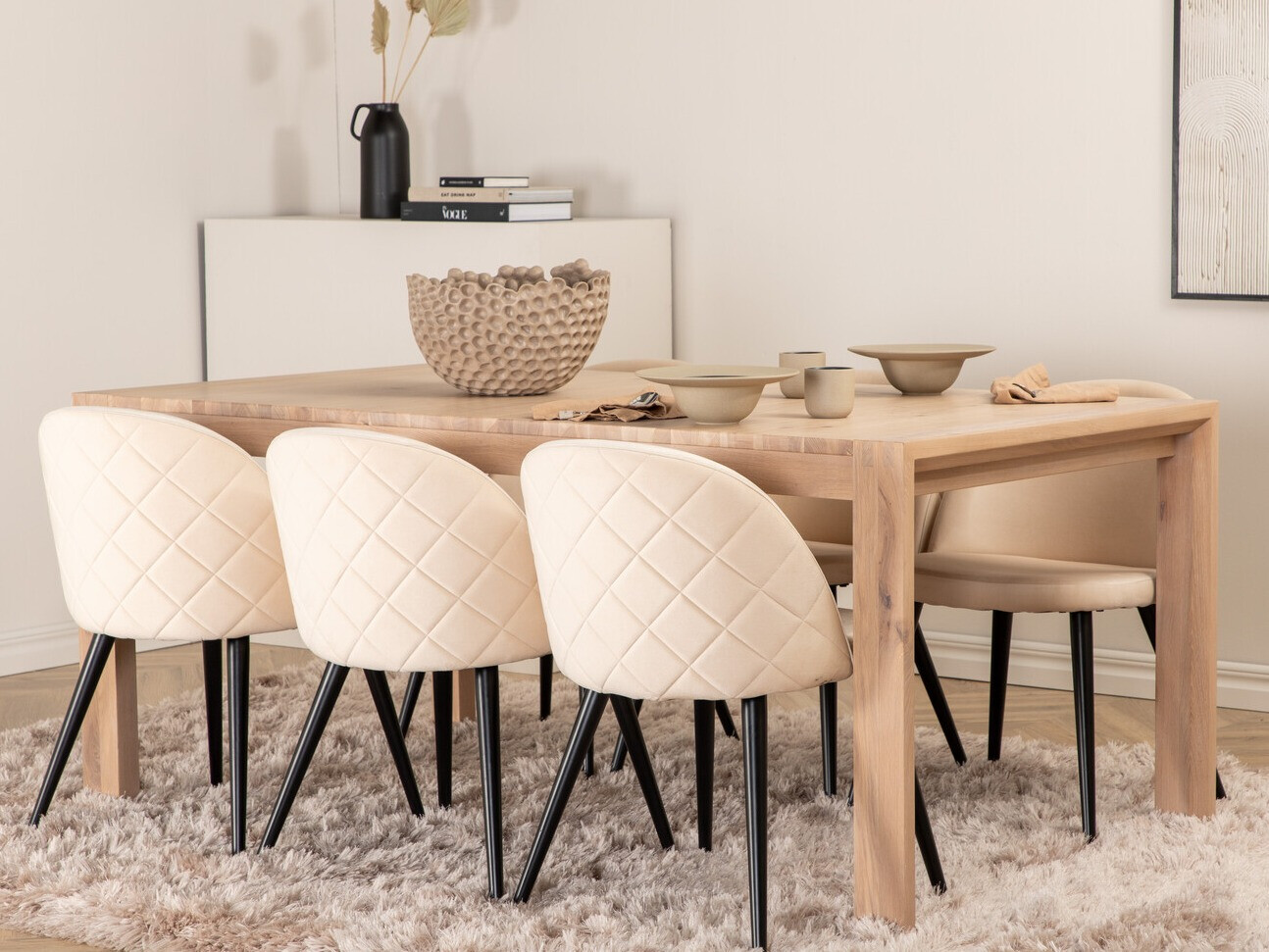 Salle à manger complète Dallas 2952 (Beige + Noir)