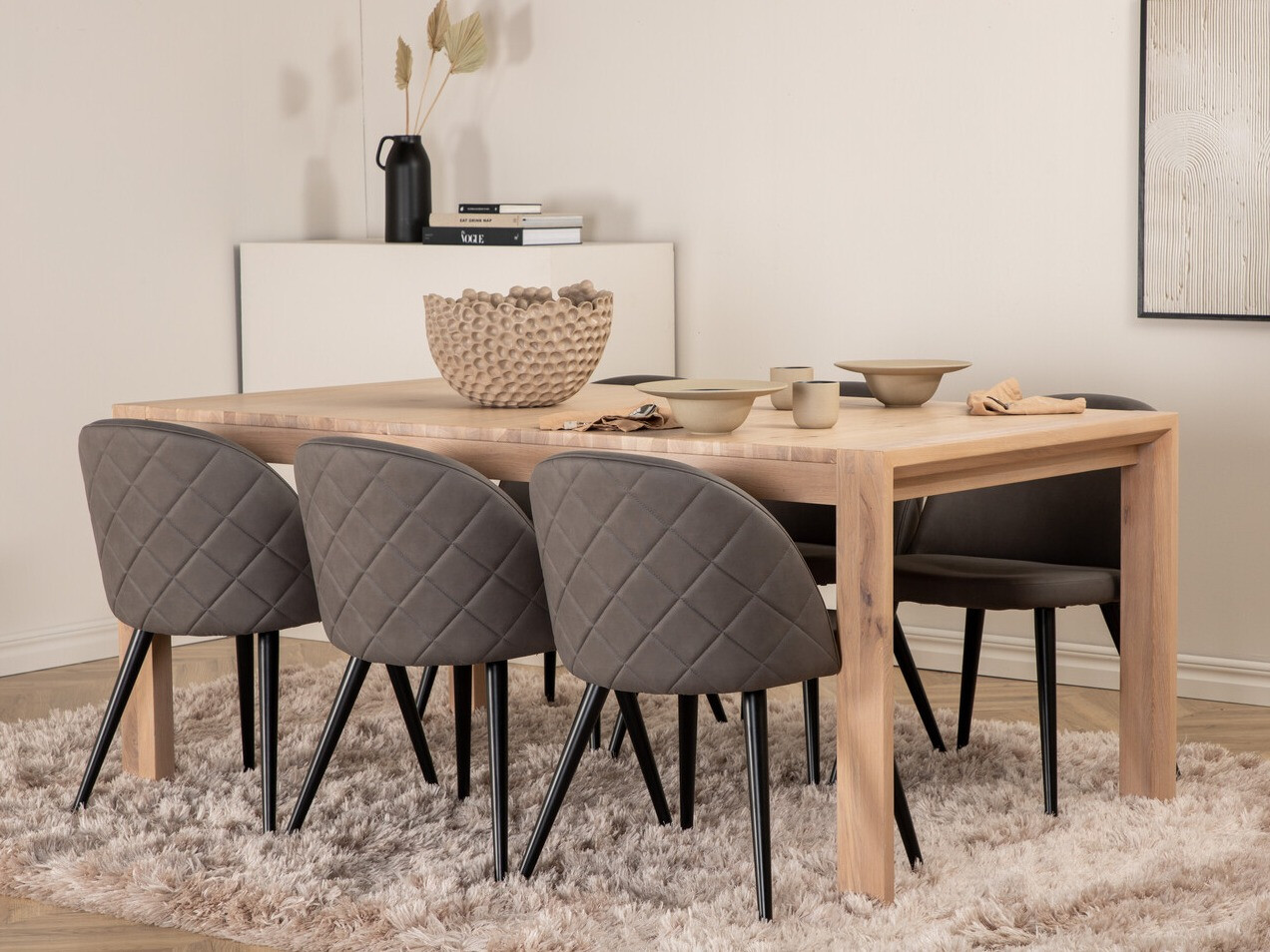 Salle à manger complète Dallas 2952 (Gris + Noir)
