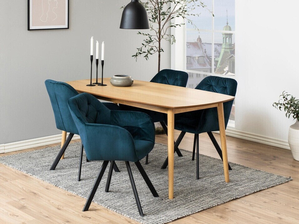 Salle à manger complète Norsica Daltea 117 (Bleu foncé + Noir)