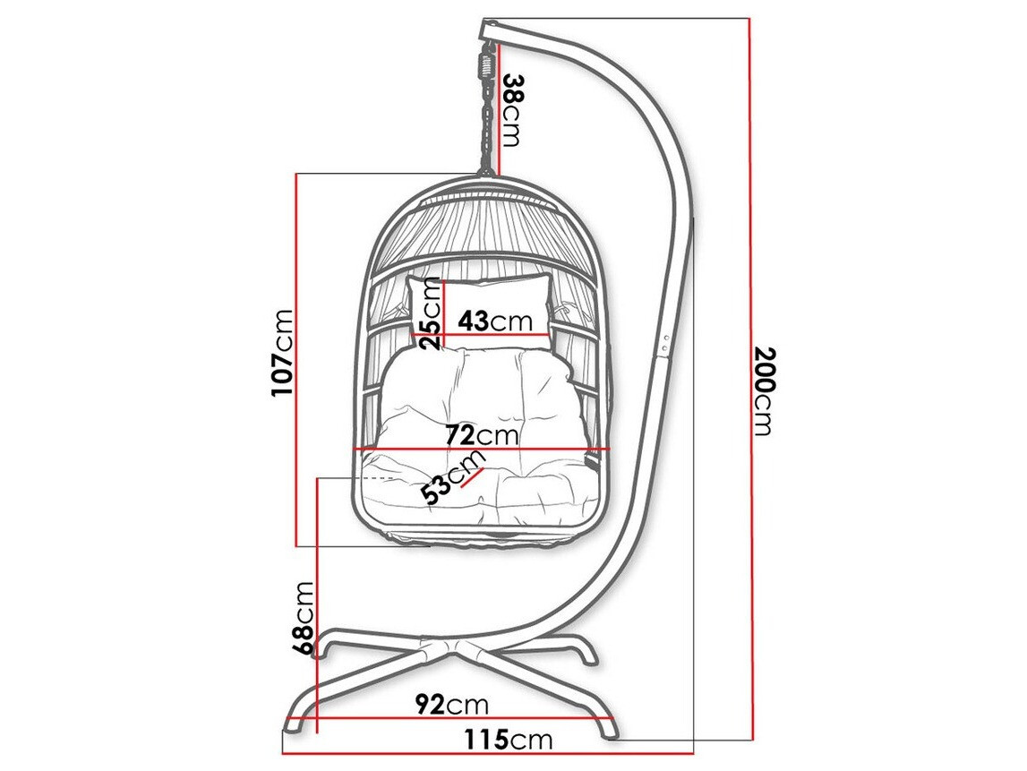 Chaise suspendu Comfivo 316 (Noir + Crème)