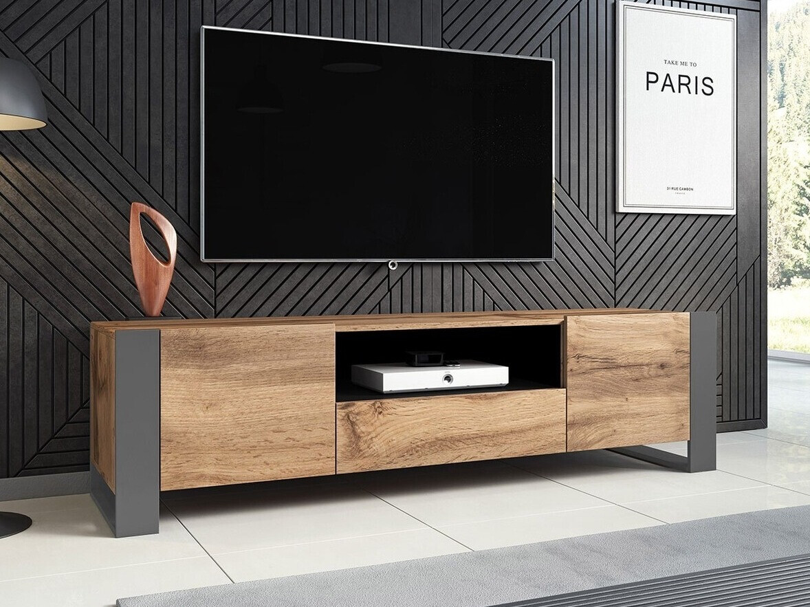 Meuble TV Socius (Chêne wotan + Anthracite)