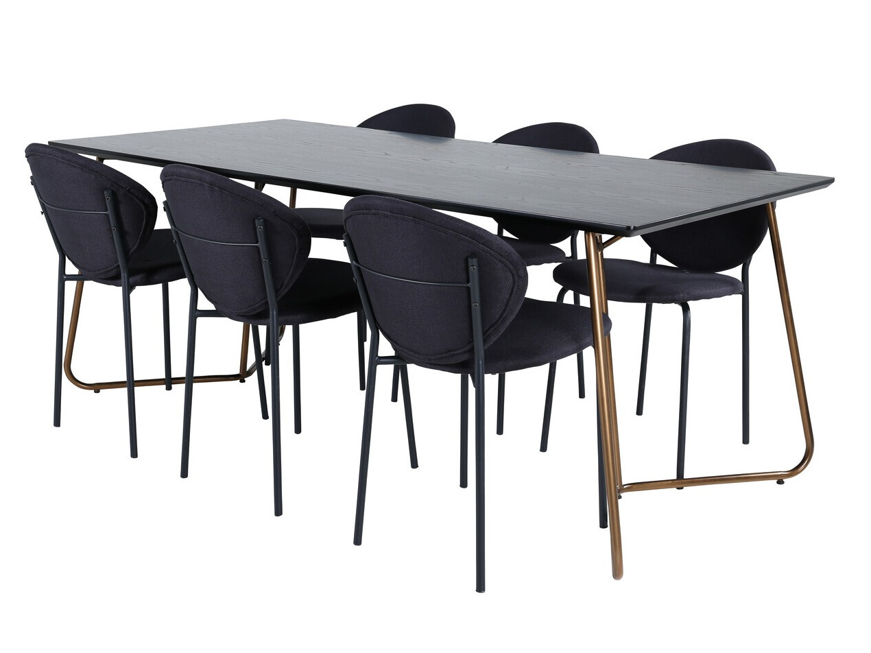 Salle à manger complète Dallas 3040 (Noir + Cuivre)