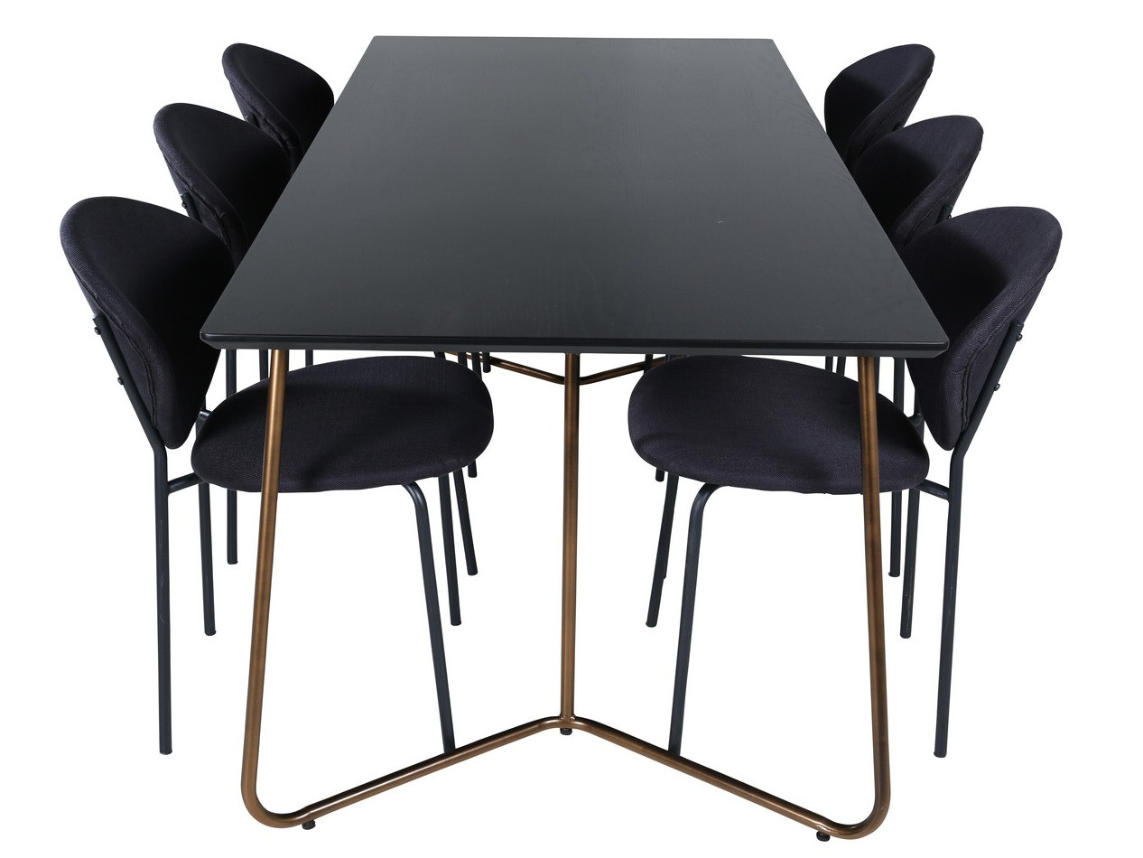 Salle à manger complète Dallas 3040 (Noir + Cuivre)