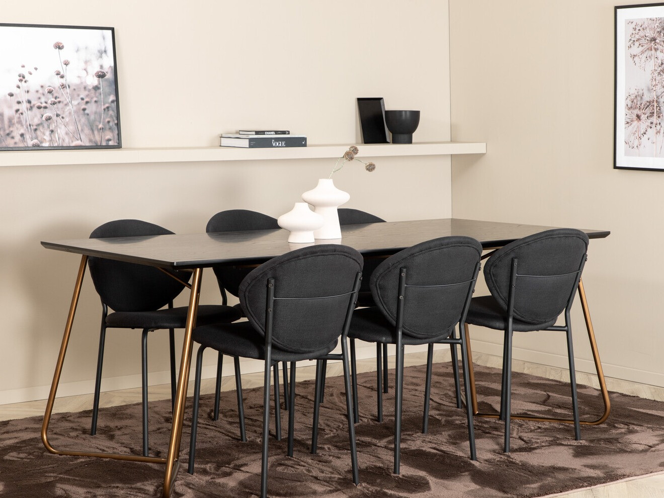 Salle à manger complète Dallas 3040 (Noir + Cuivre)