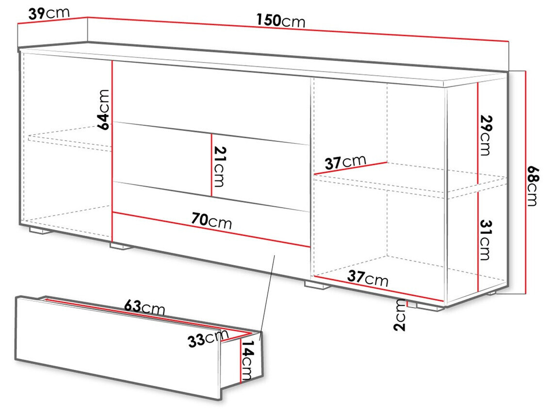 Commode Sarasota 129 (Chêne wotan)