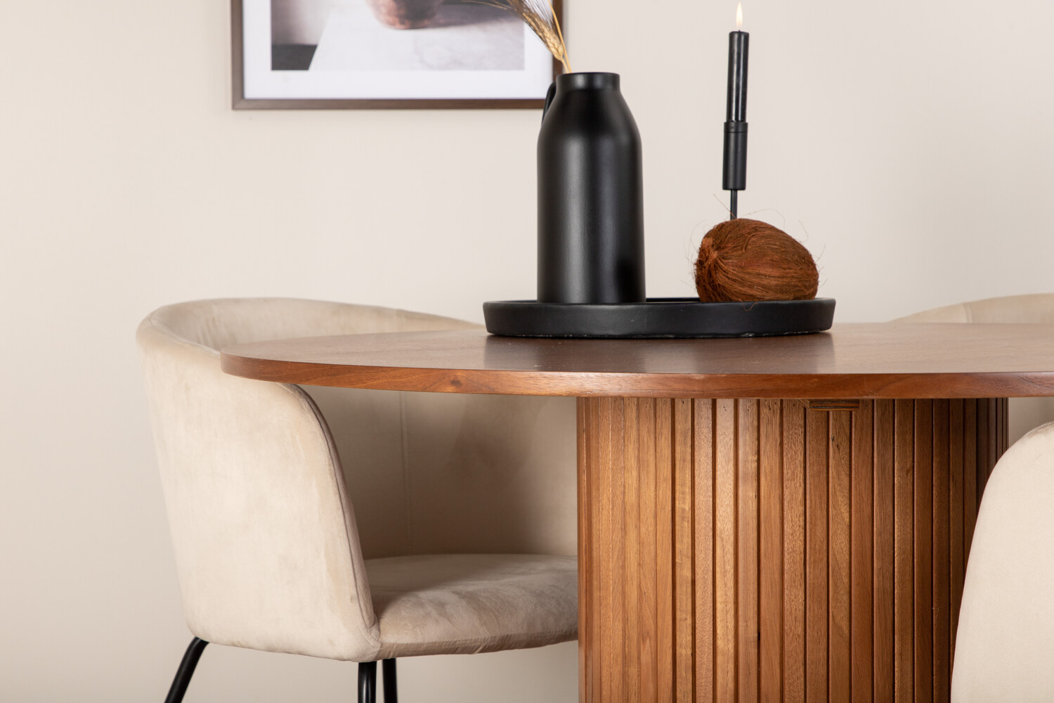 Salle à manger complète Dallas 3054 (Beige + Noir)