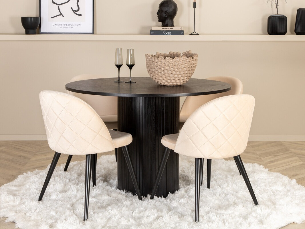 Salle à manger complète Dallas 3070 (Crème + Noir)
