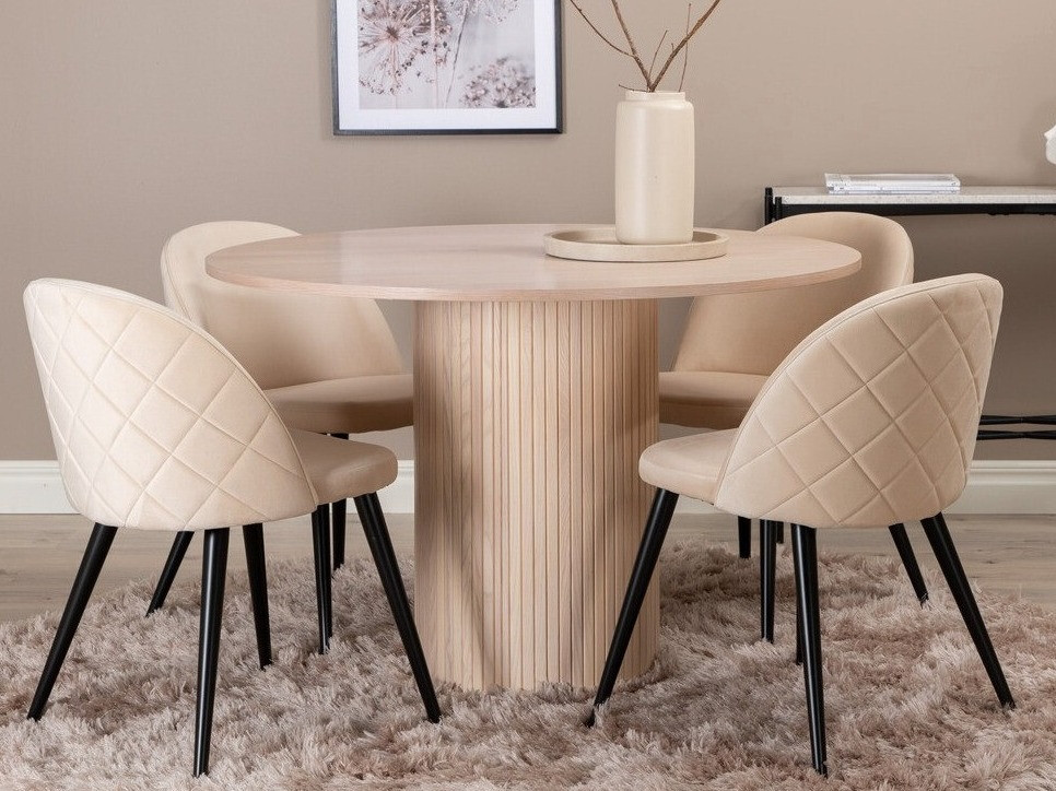 Salle à manger complète Dallas 3072 (Crème + Noir)