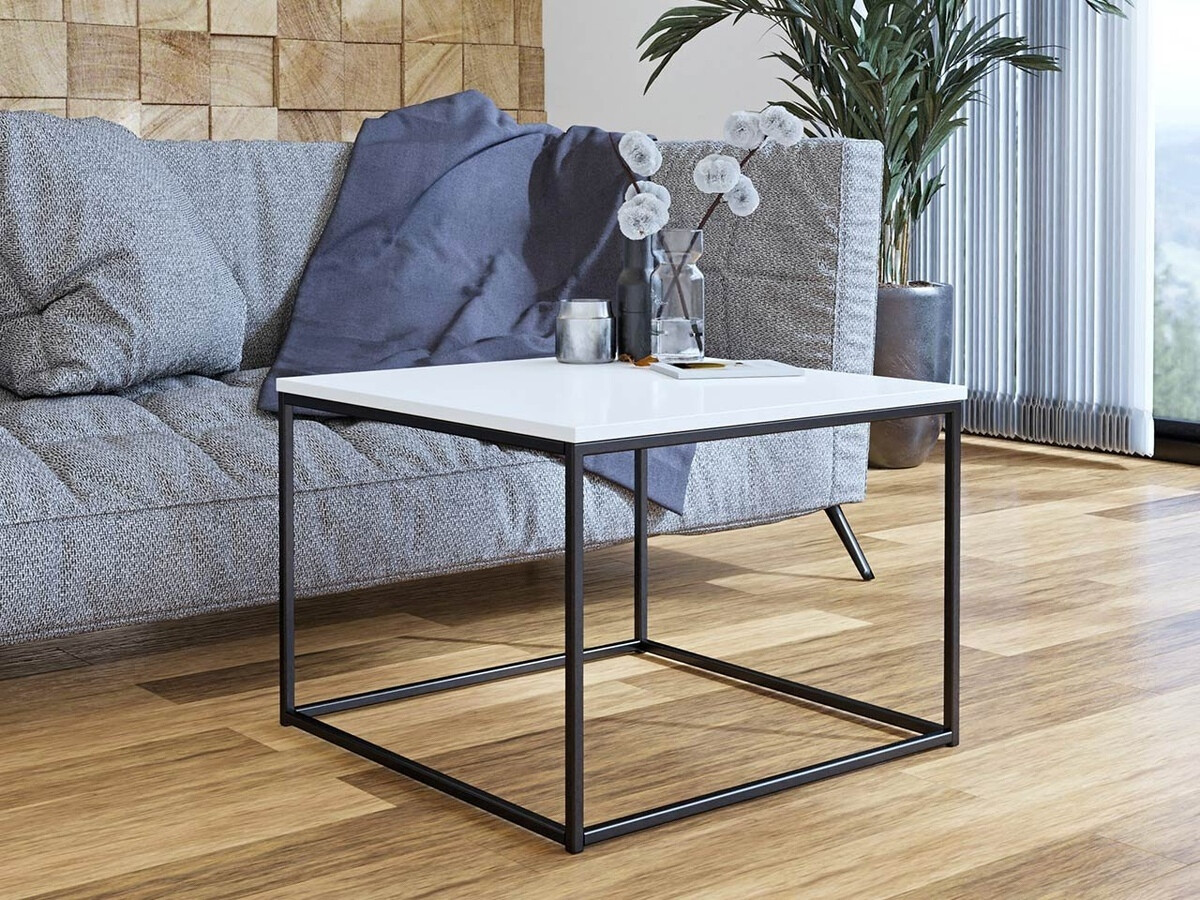 Table basse Germantown 105 (Noir mat + Blanc brillant)