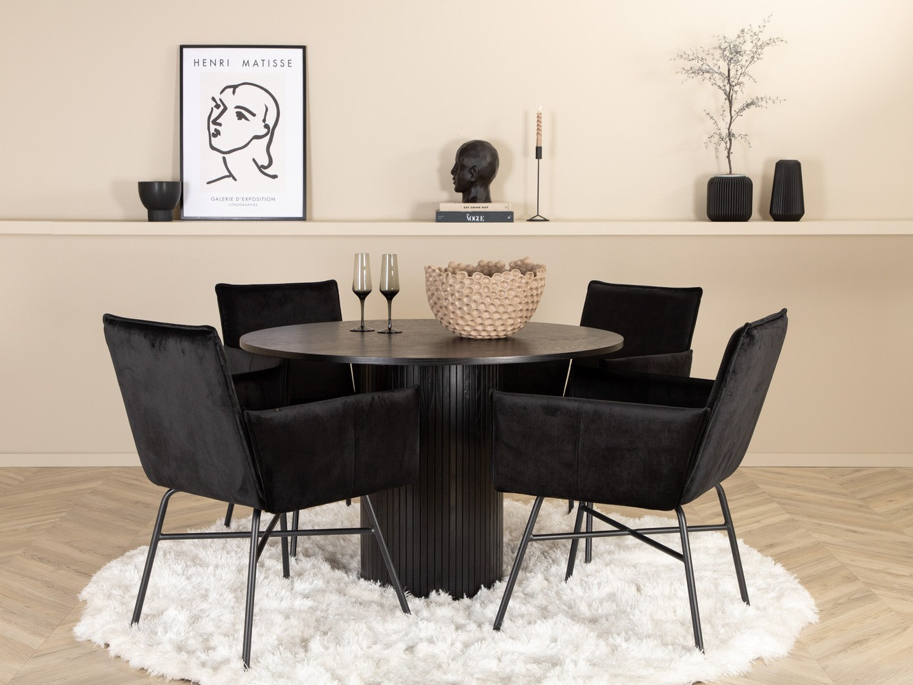 Salle à manger complète Dallas 3092 (Noir)