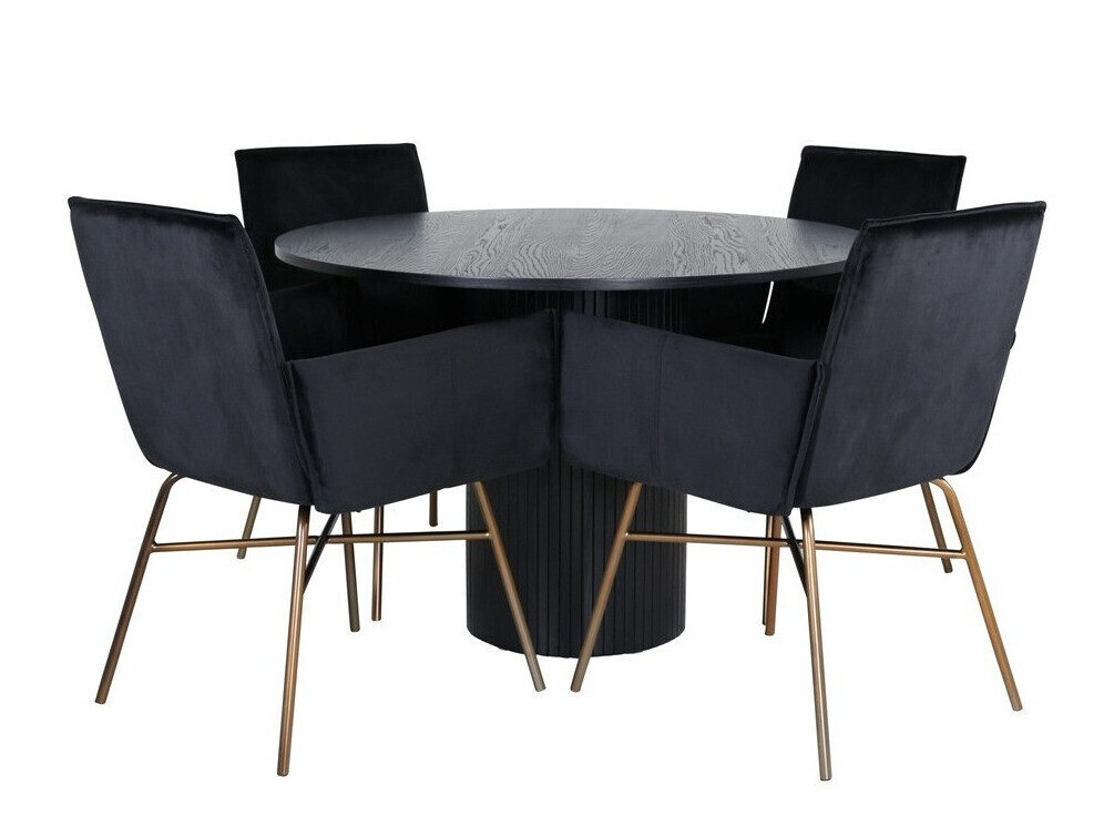 Salle à manger complète Dallas 3092 (Noir + Cuivre)
