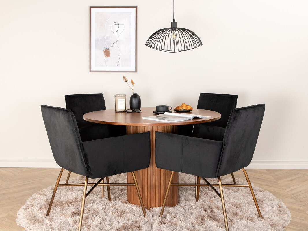 Salle à manger complète Dallas 3093 (Noir + Cuivre)