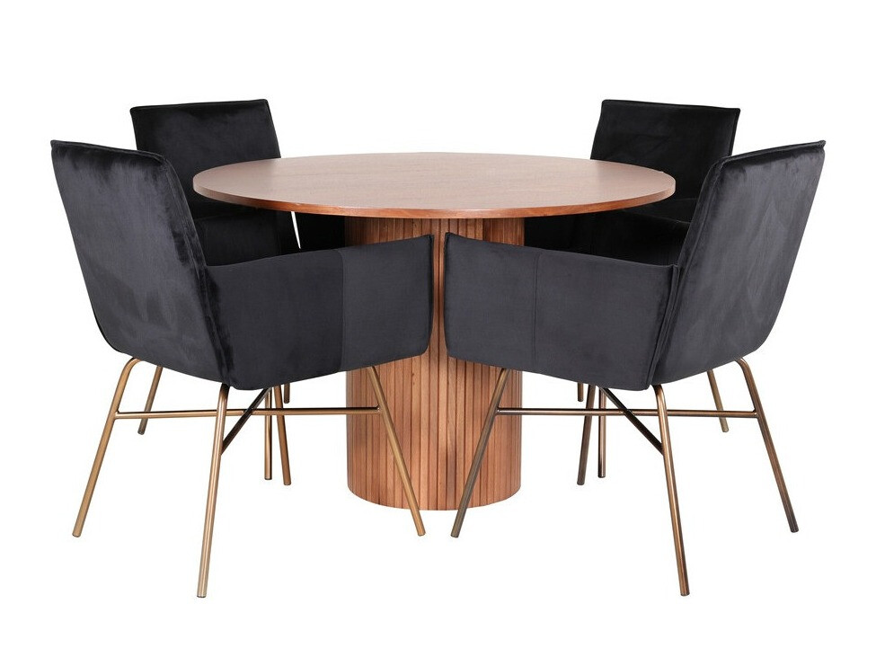 Salle à manger complète Dallas 3093 (Noir + Cuivre)
