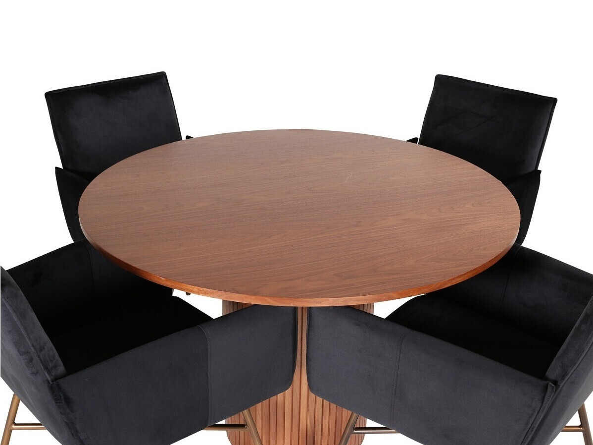 Salle à manger complète Dallas 3093 (Noir + Cuivre)