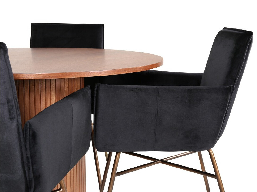 Salle à manger complète Dallas 3093 (Noir + Cuivre)