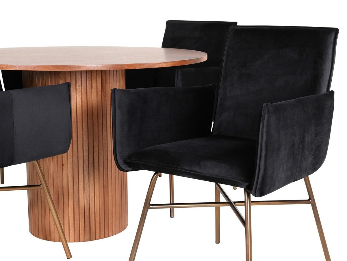 Salle à manger complète Dallas 3093 (Noir + Cuivre)