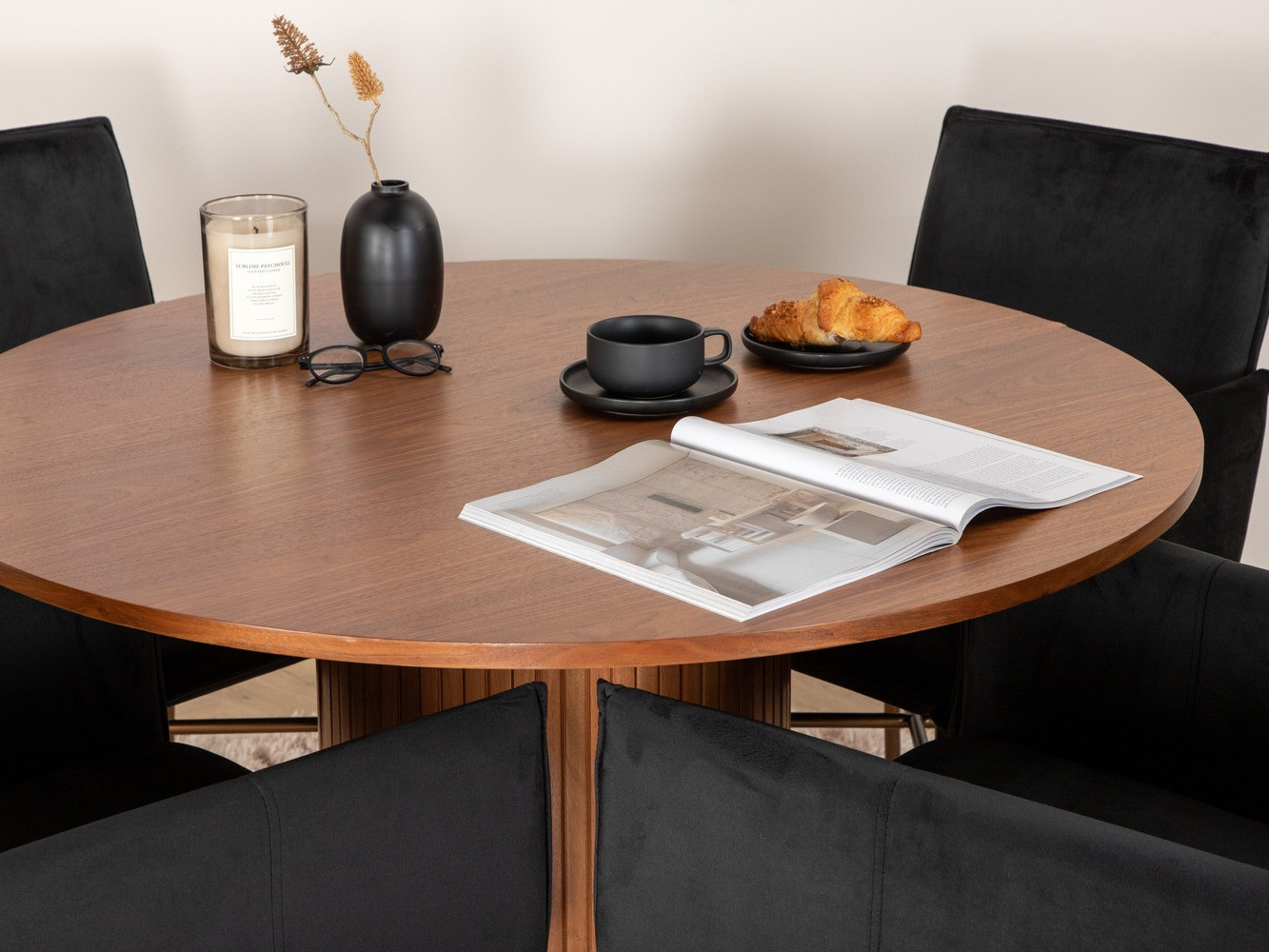 Salle à manger complète Dallas 3093 (Noir + Cuivre)