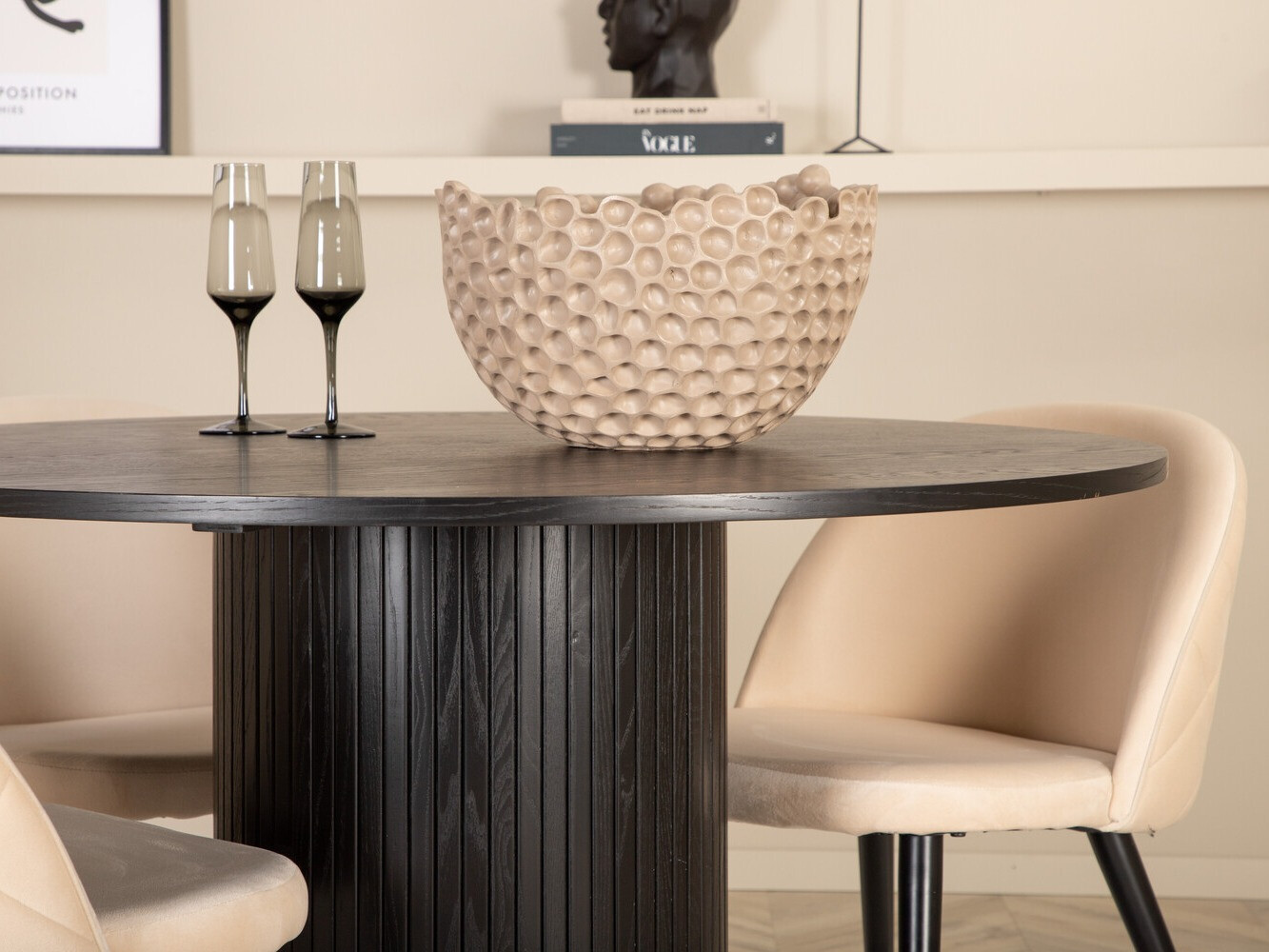 Salle à manger complète Dallas 3070 (Crème + Noir)