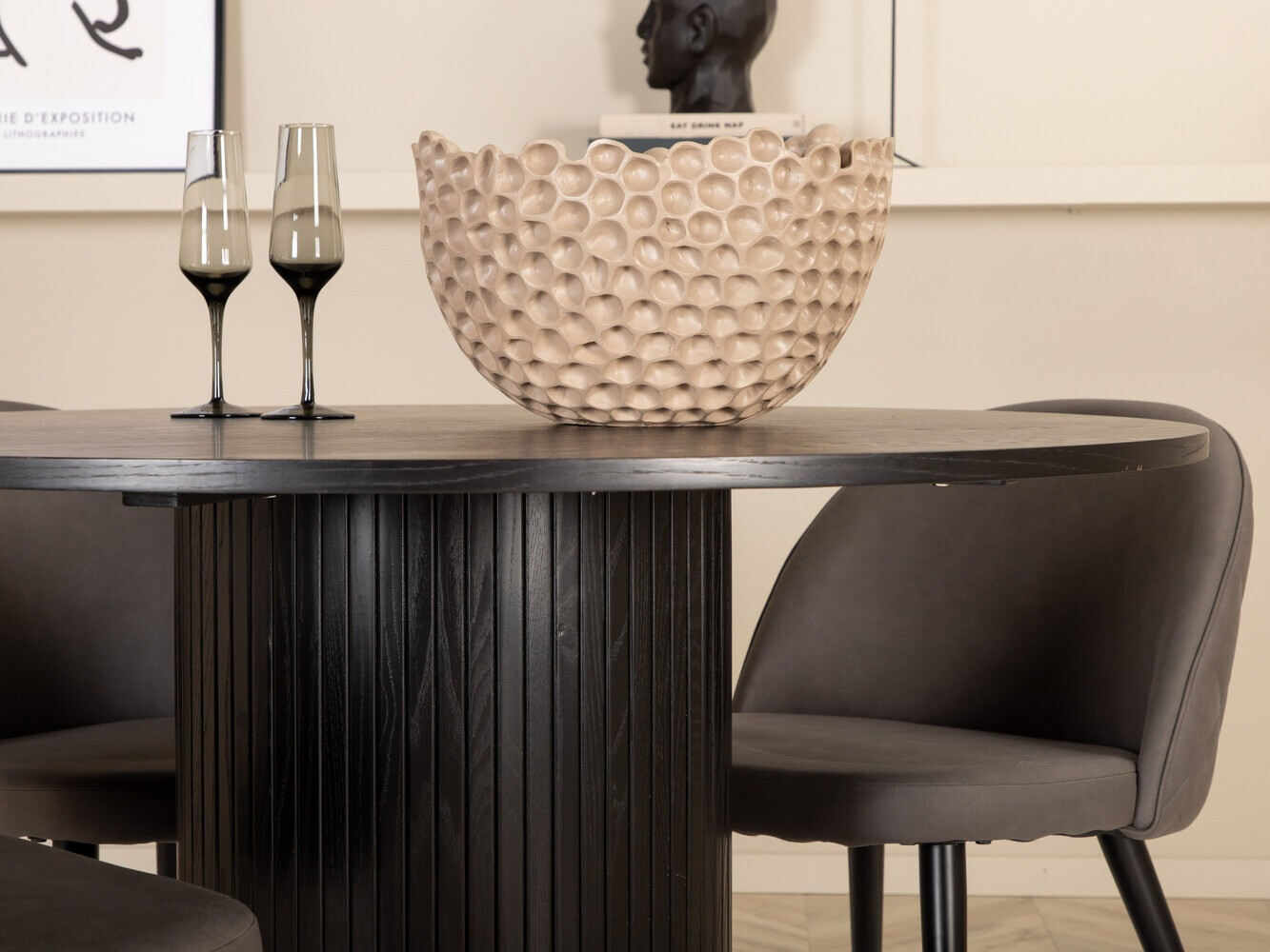 Salle à manger complète Dallas 3070 (Gris + Noir)