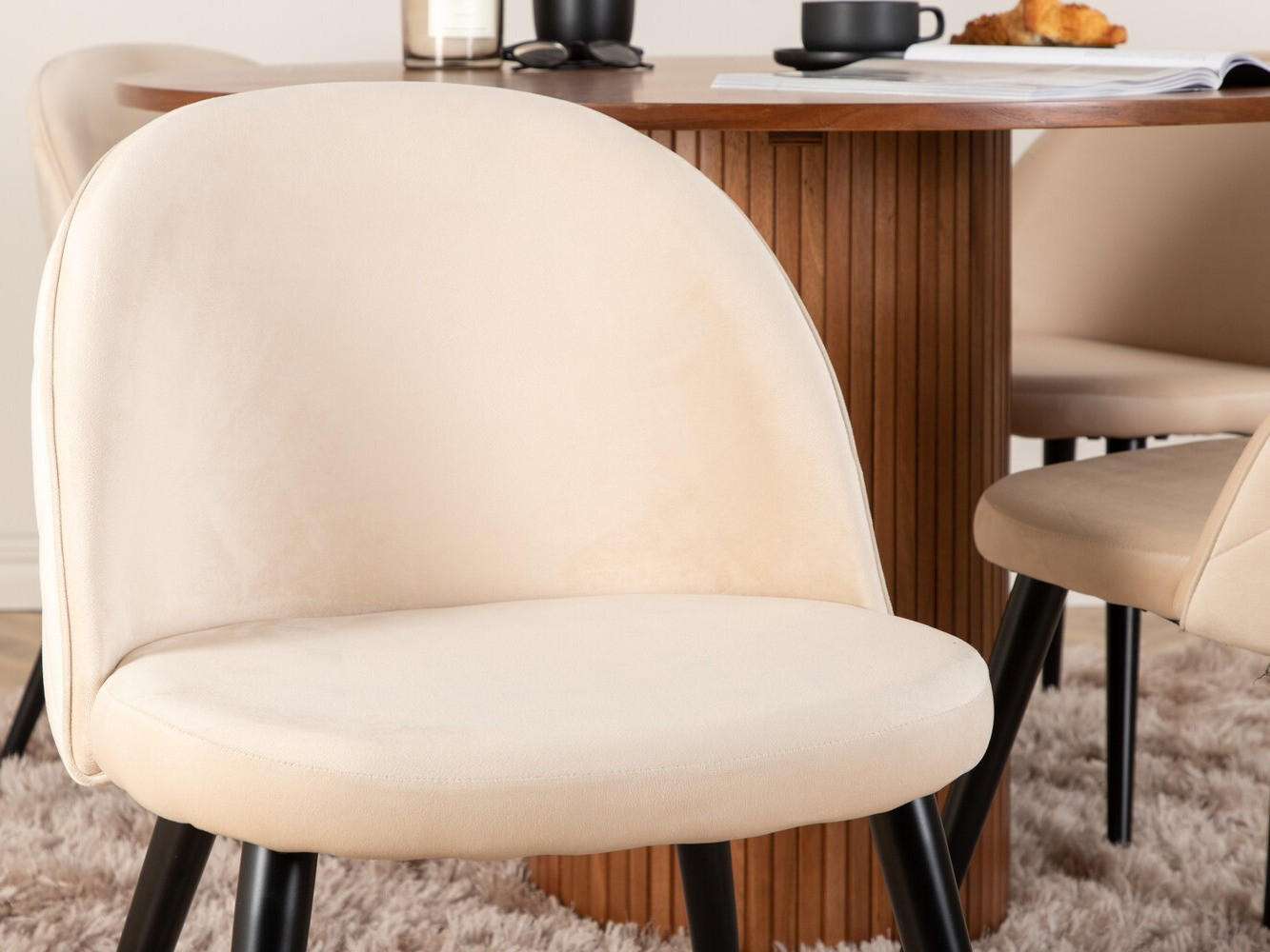 Salle à manger complète Dallas 3071 (Crème + Noir)