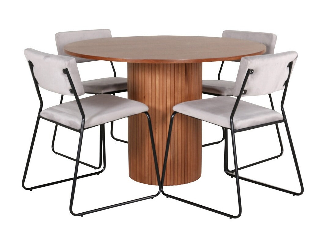 Salle à manger complète Dallas 3082 (Gris + Noir)