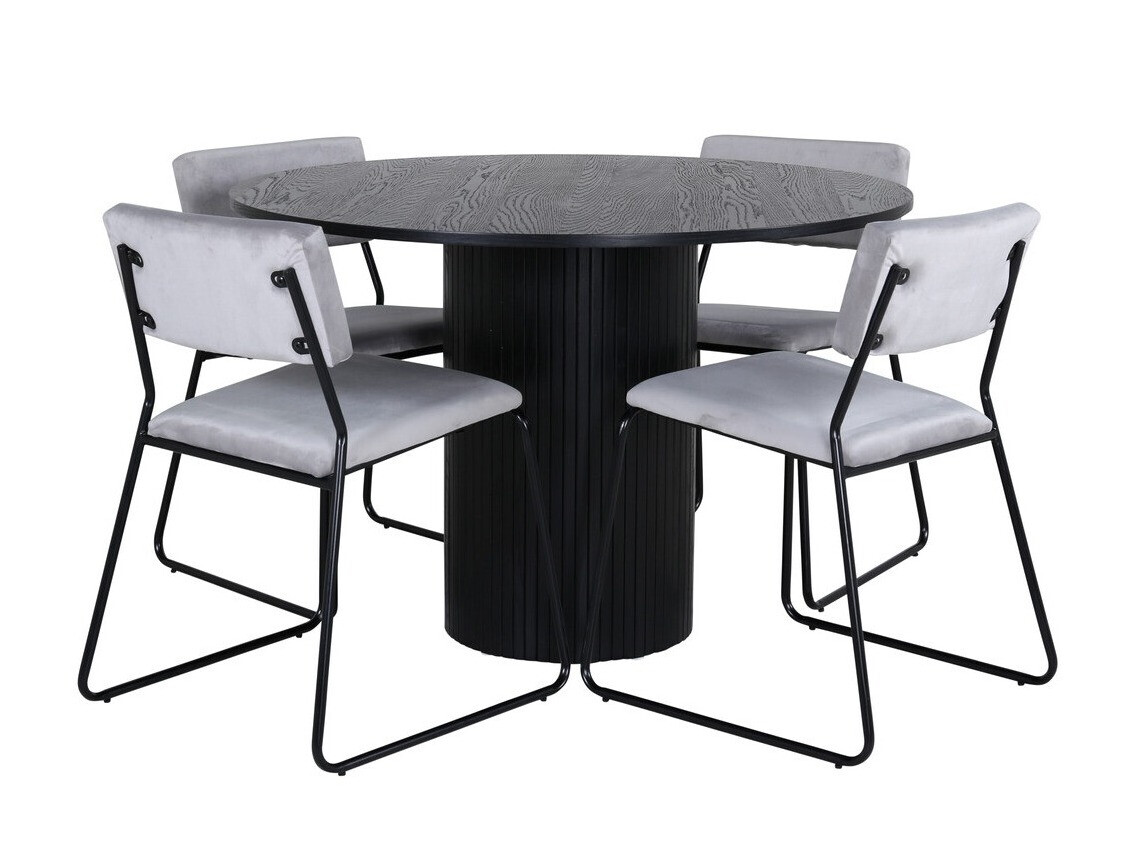 Salle à manger complète Dallas 3084 (Gris + Noir)