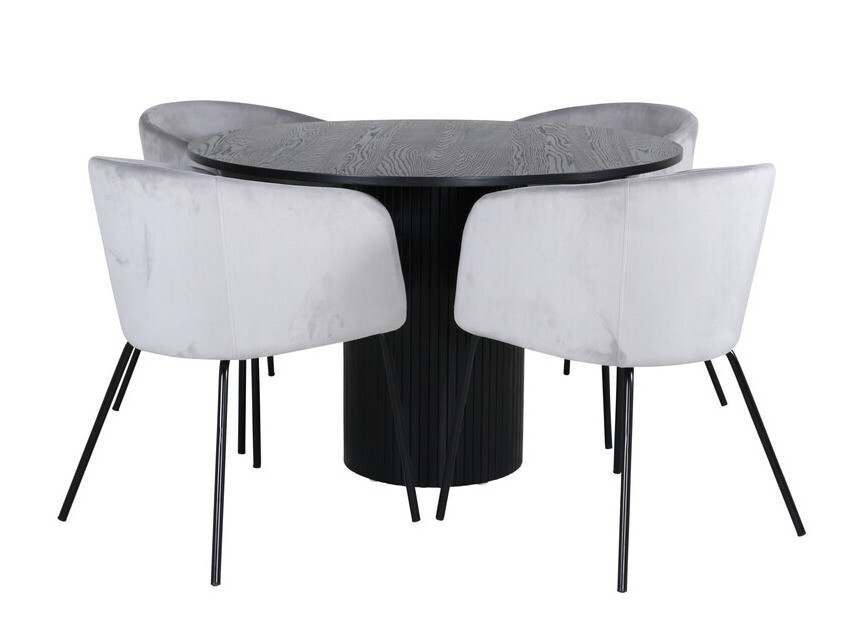 Salle à manger complète Dallas 3103 (Gris + Noir)