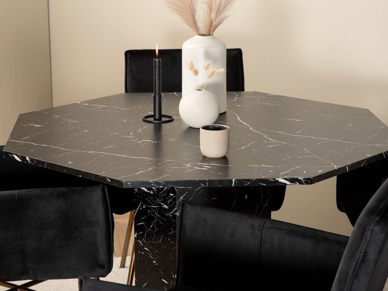 Salle à manger complète Dallas 2618 (Noir + Laiton)