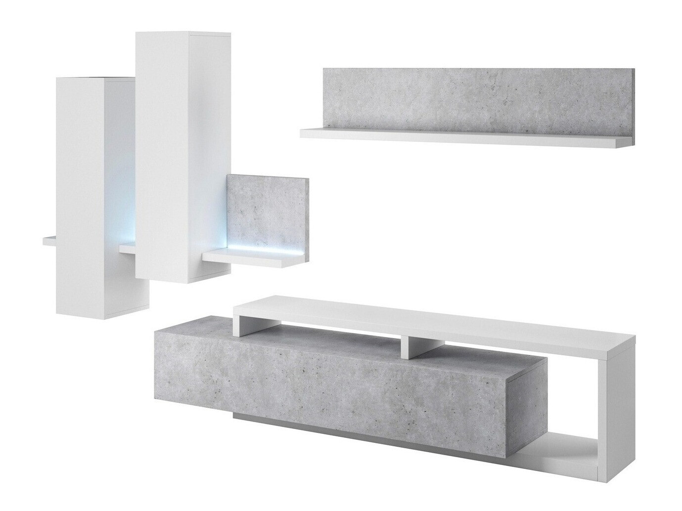 Ensemble de salon Lutiva 100 (Blanc + Béton)