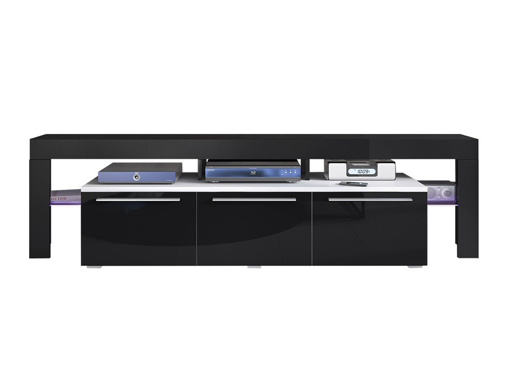 Meuble TV Arbor (Blanc + Noir brillant)