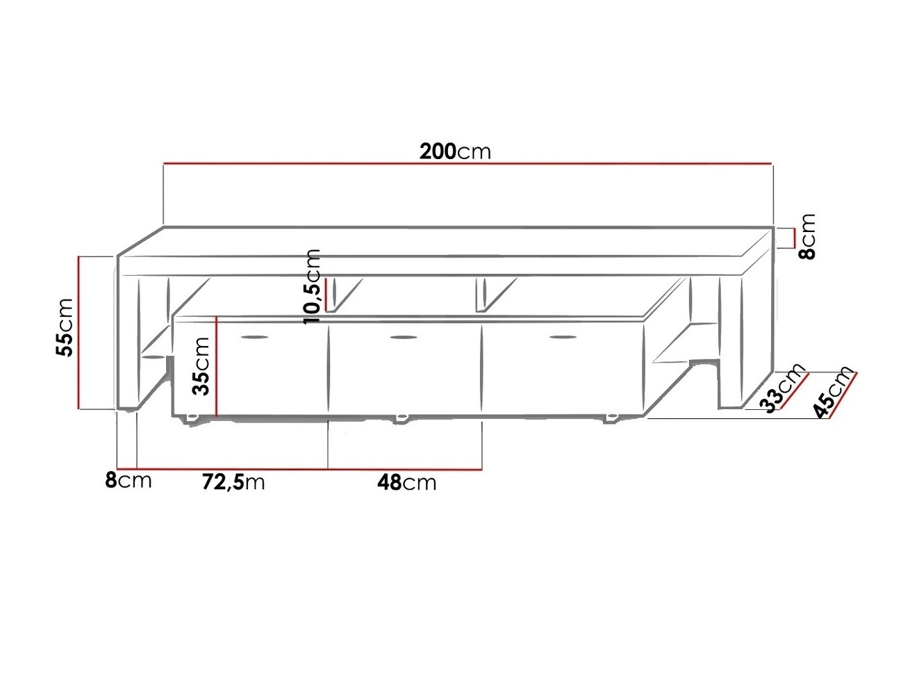Meuble TV Arbor (Blanc + Noir brillant)