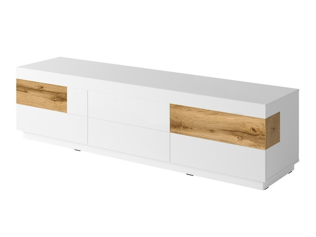 Meuble TV Livlore 102 (Blanc + Blanc brillant + Chêne wotan)