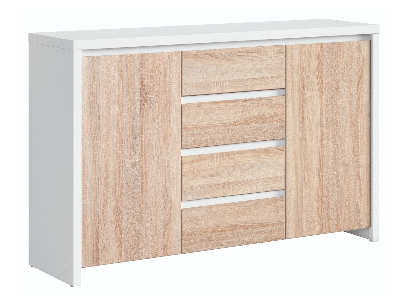 Commode Nolroma 103 (Blanc + Sonoma chêne)